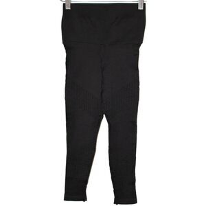 Womens NUX Black High Waist Textured Compression Cropped Leggings Size XS NWOT